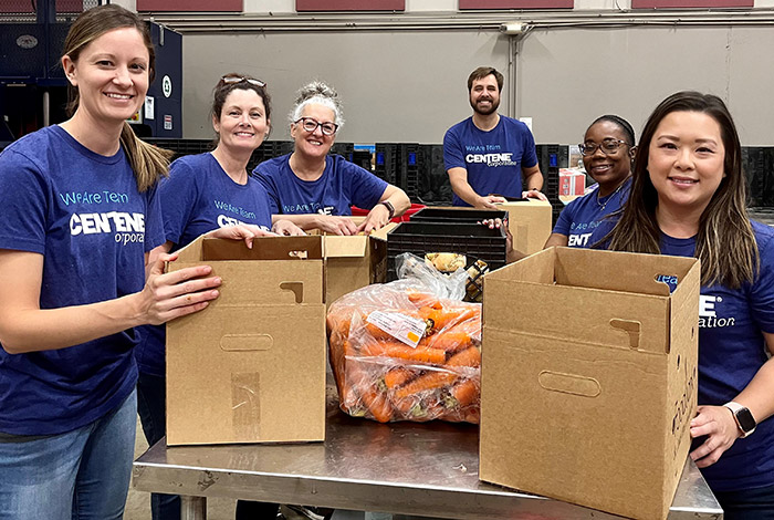 Centene volunteers at a local food bank. 