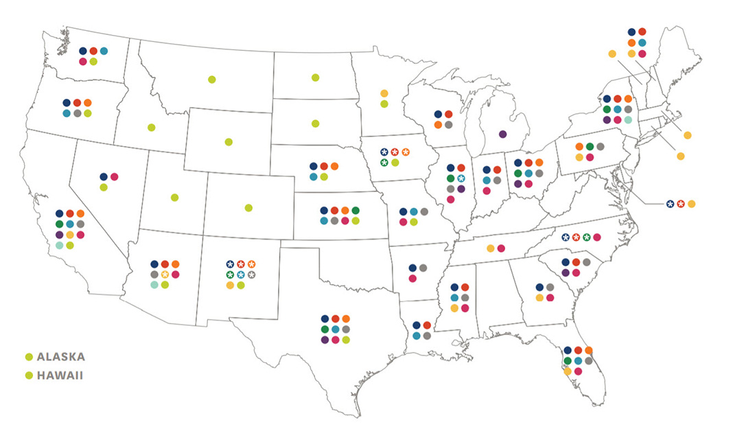 2018 map of Centene products.
