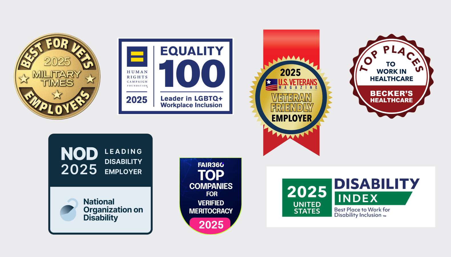 Awards Graphic Listing 7 Logos Including Fair 360 Top Companies for Verfified Meritocracy
