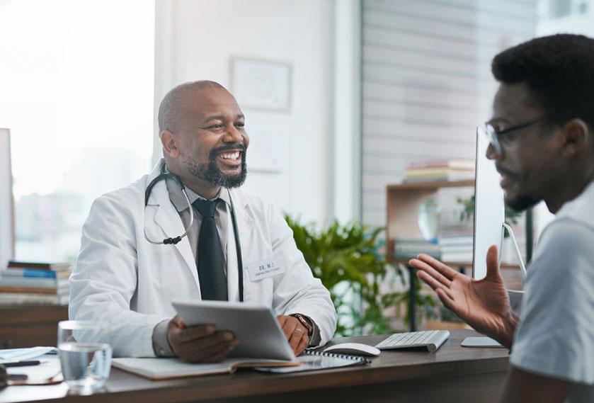 Man in doctor's office during consultation