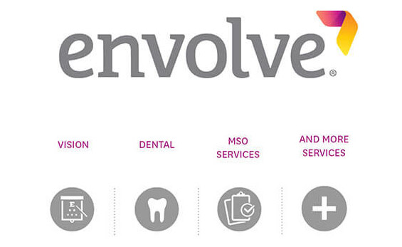 Envolve Capability icons: Vision, Dental, MSO Services, and more Envolve infographic showing services