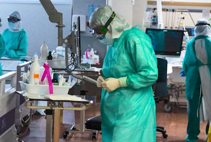 hospital worker in protective equipment