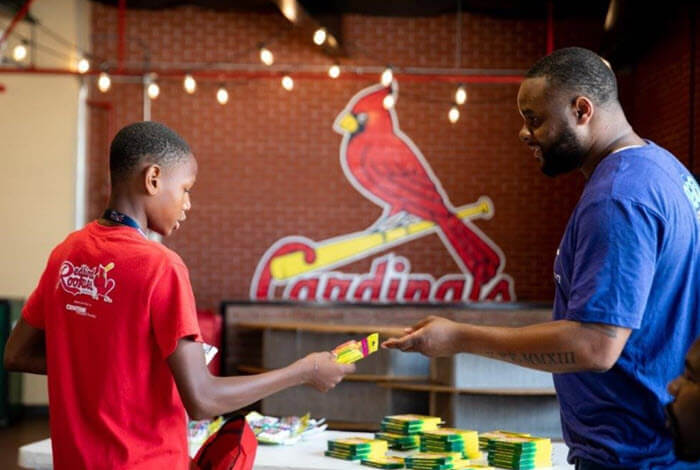 child receives supplies