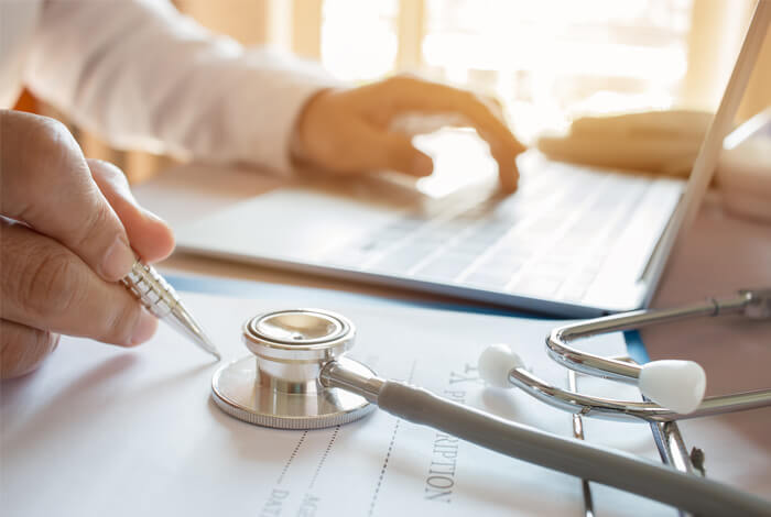 doctor's stethoscope on table