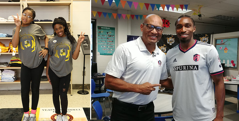 students, Aeneas Williams and Jonathan Bell at a school rally