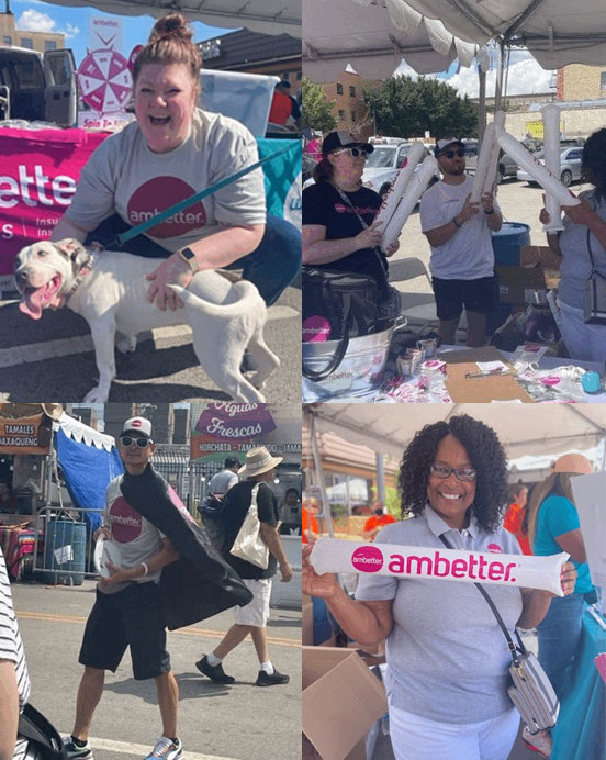 collage of photos depicting volunteers at an outdoor festival