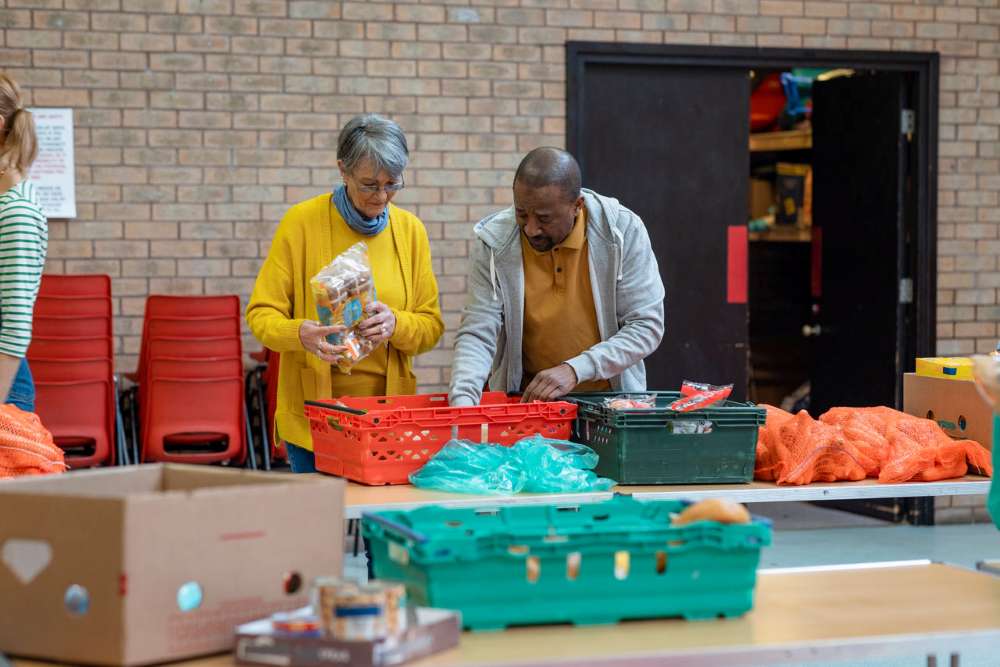 Volunteers at food pantry