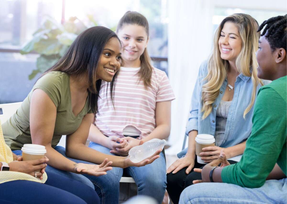 Group of teenage girls hanging out