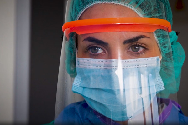 hospital worker in protective equipment