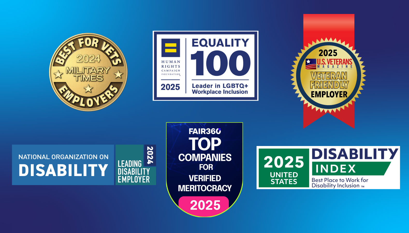 Awards Graphic Listing 6 Logos Including Fair 360 Top Companies for Verfified Meritocracy