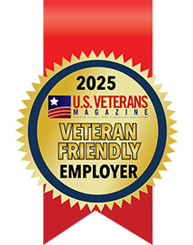 Badge for the Veteran Friendly by US Veterans Magazine 2025 award